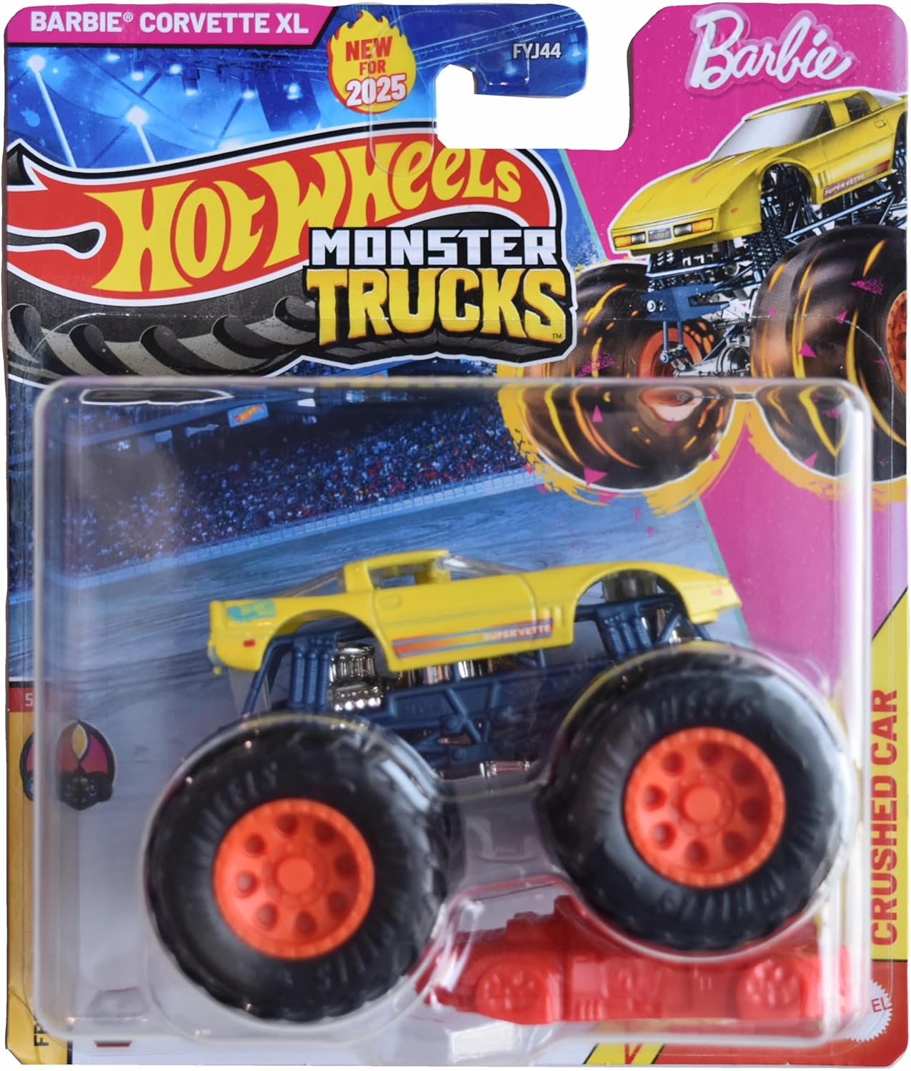 Hot Wheels モンスタートラック コルベット XL クラッシュドカー1:64スケールダイキャスト付き