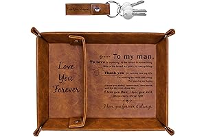Valentines Day Gifts for Him - Mens PU Leather Tray & Keychain
