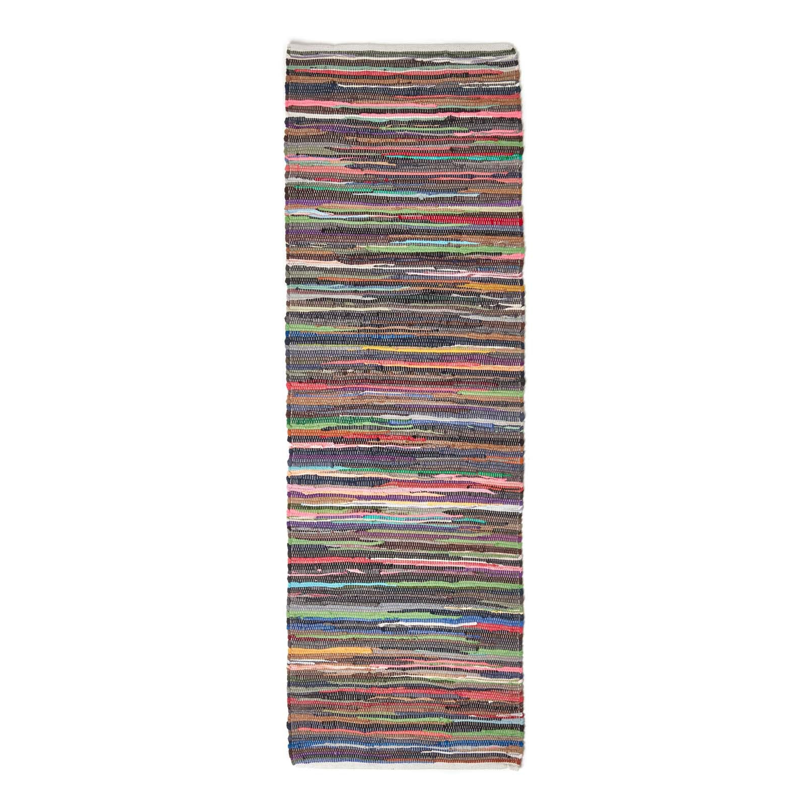 HOMESCAPES Amsterdam Tappeto passatoia Kilim multicolore intrecciato a