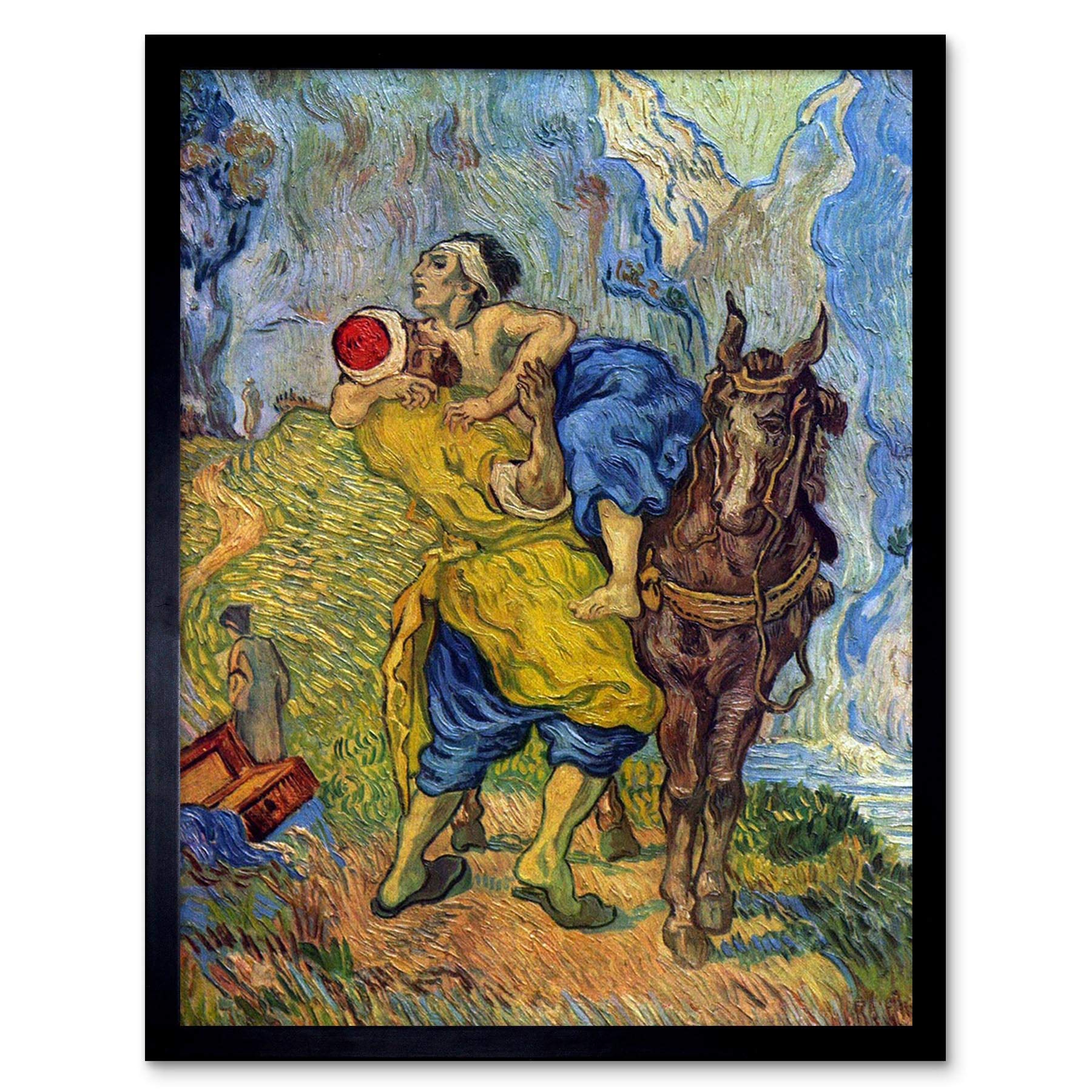 Wee Blue Coo Vincent Van Gogh Good Samaritan Old Master Painting Art Print Framed Poster Wall Decor 12X16 Inch