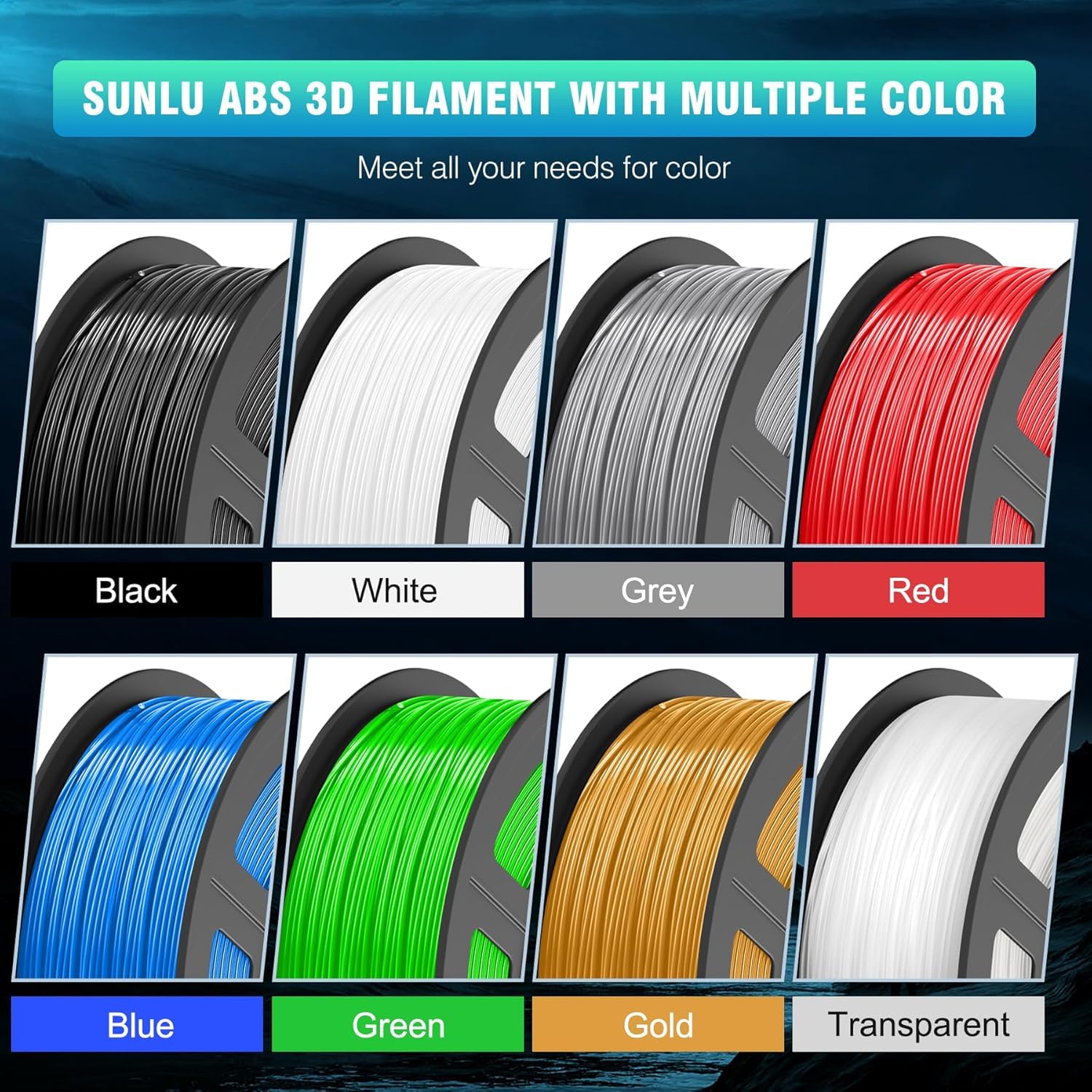 SUNLU Filament ABS 1,75 mm, filament do drukarki 3D o wysokiej wytrzymałości, odporny na wysoką temperaturę filament do drukowania 3D 1,75 mm, szpula 1 kg, skóra ABS
