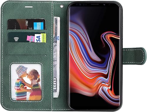 Miniatura 2 de Asuwish Funda de teléfono para Samsung Galaxy Note 9 con protector de pantalla de vidrio templado y cubierta de cuero con tapa para tarjeta de