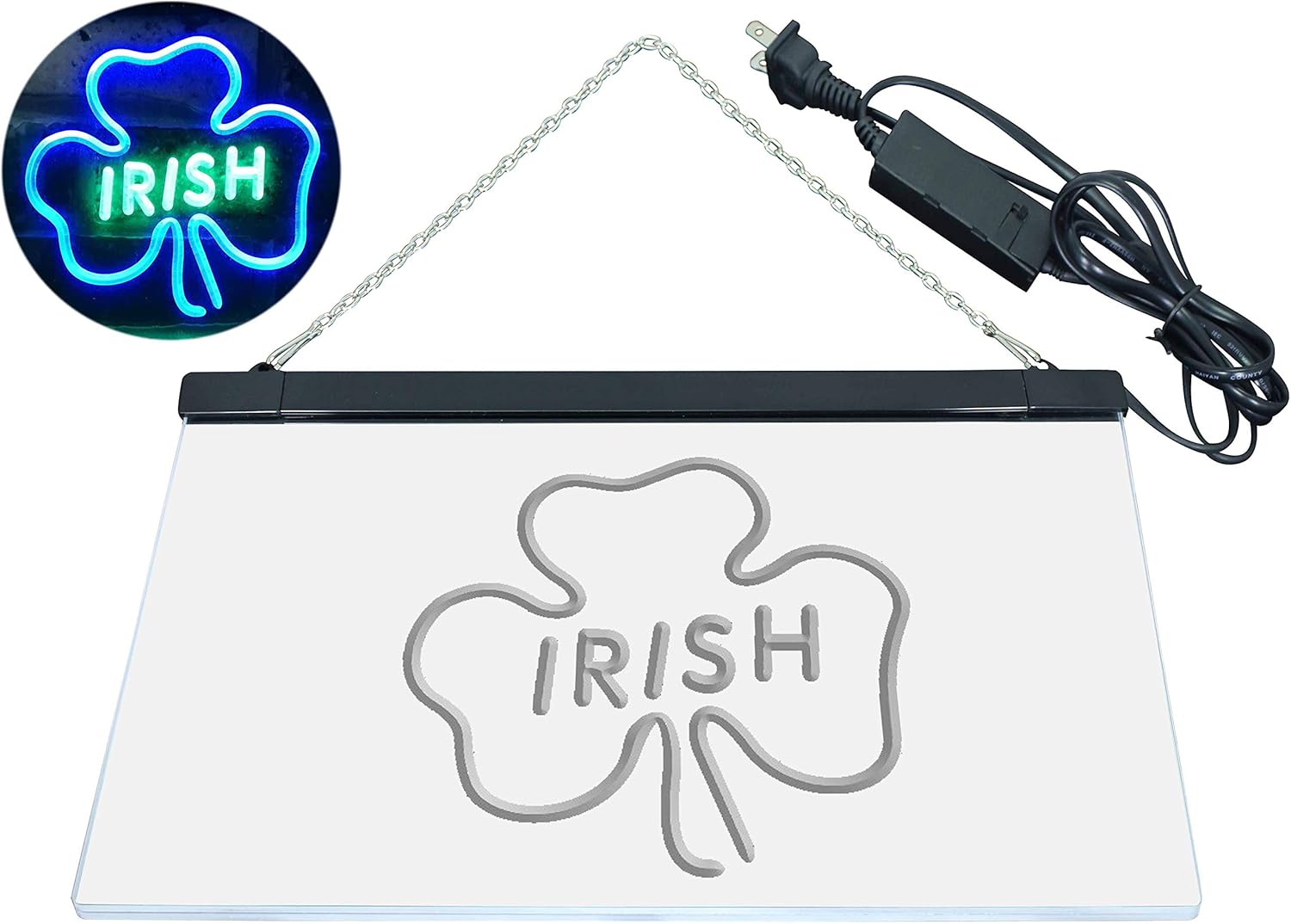 ADVPRO Irish Pub Shamrock Bar Club Display Dual Color LED Neon Sign Green & Blue 12" x 8.5" st6s32-i0599-gb