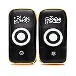 Fairtex Curved MMA Muay Thai Pads for Punching, Blocking, Kicking,Punch, Hitting |Light Weight & Shock Absorbent Boxing Mitts | Extra Padding for Sparring - Black/Yellow(Thick, Pair)