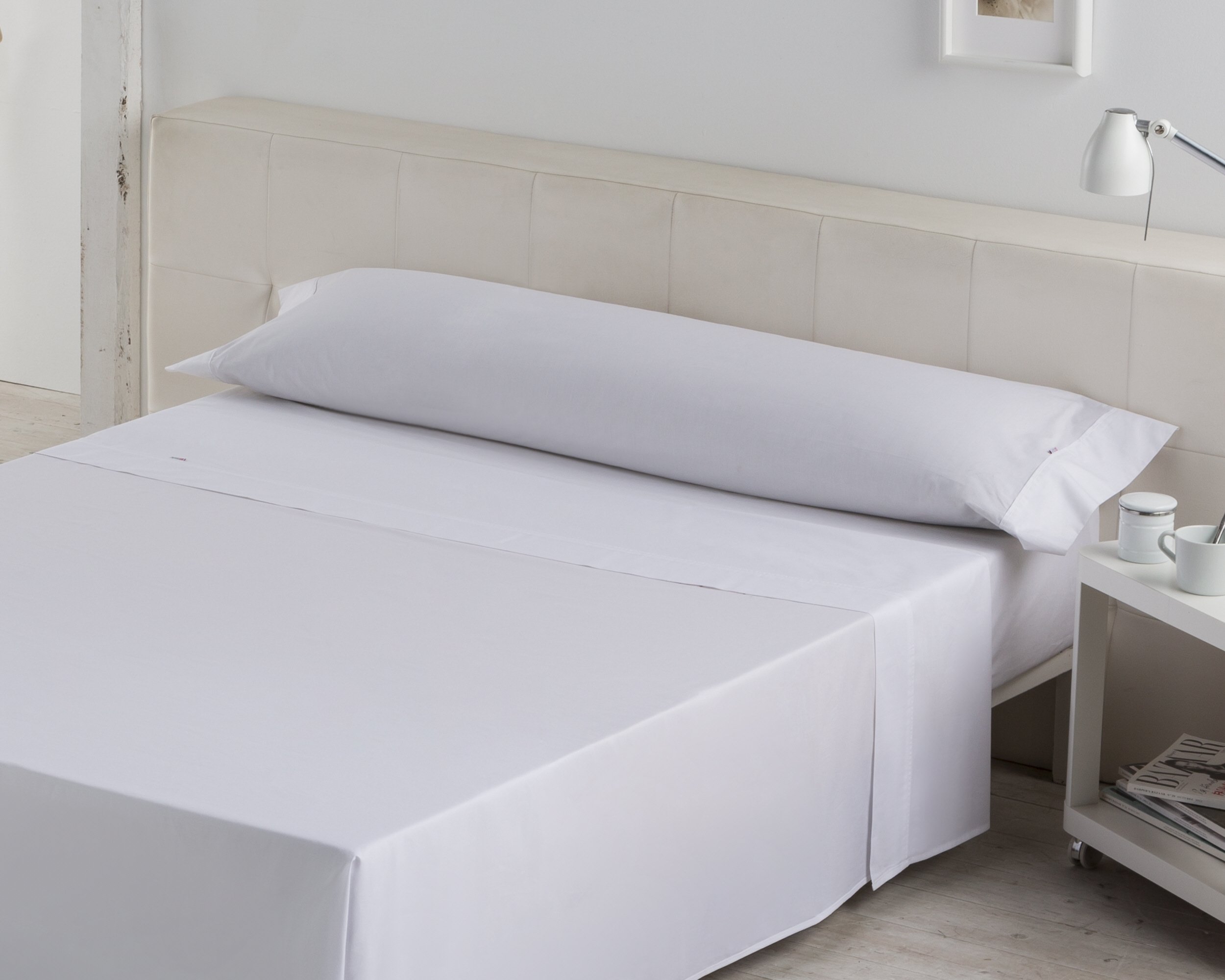 Juego de sábanas color blanco Cama de 105 (3 piezas) - 100% algodón - 200 hilos