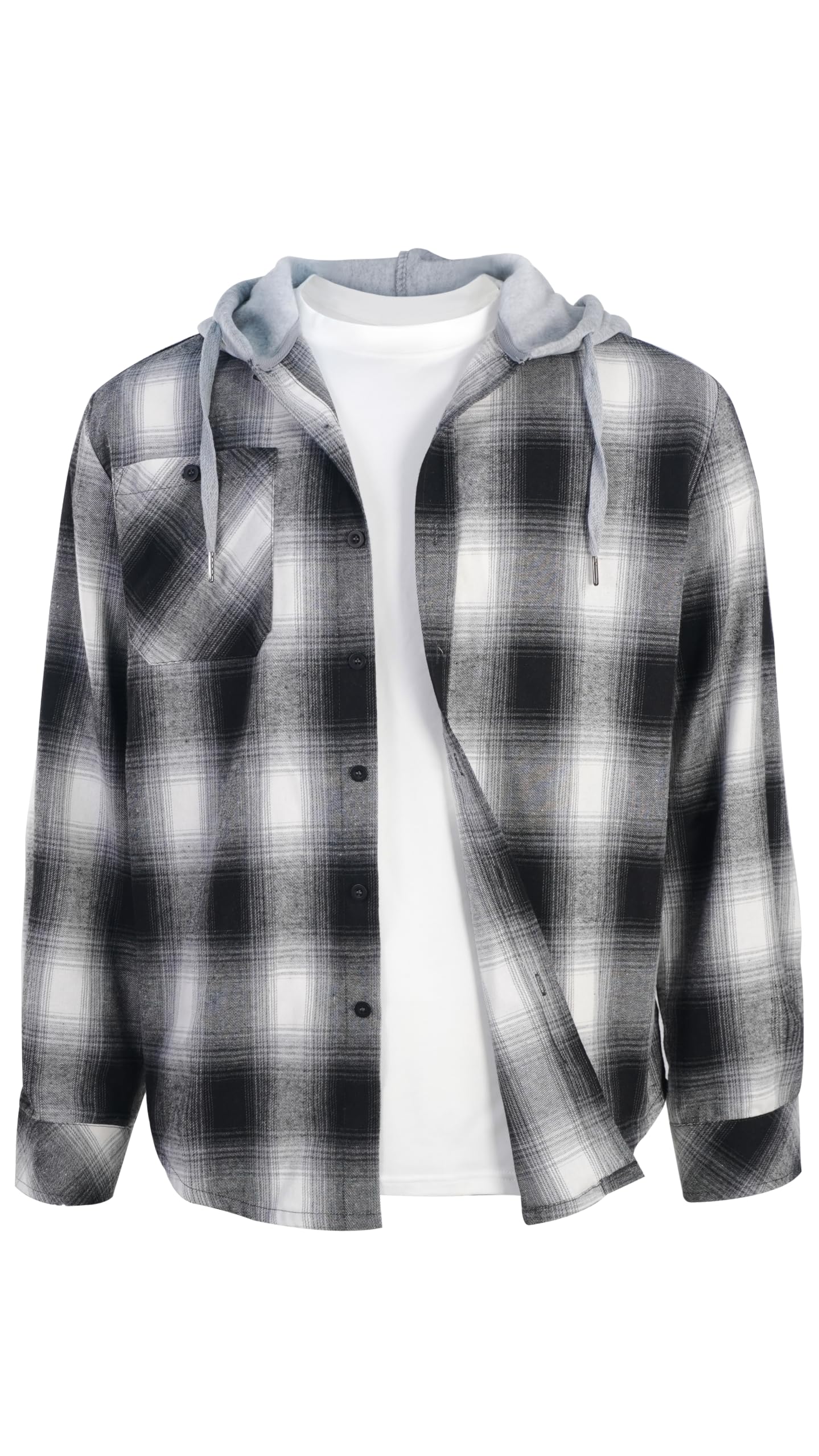 Yasumond Men's Hooded Plaid Shirt Button Down Hoodie Shirt for Spring Fall | Mock Two Pie…