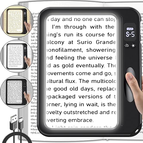 Lupa con luz, lupa grande 4X para leer, lente antirreflejos y 5 niveles de iluminación de brillo, con carga rápida USB, adecuada para leer