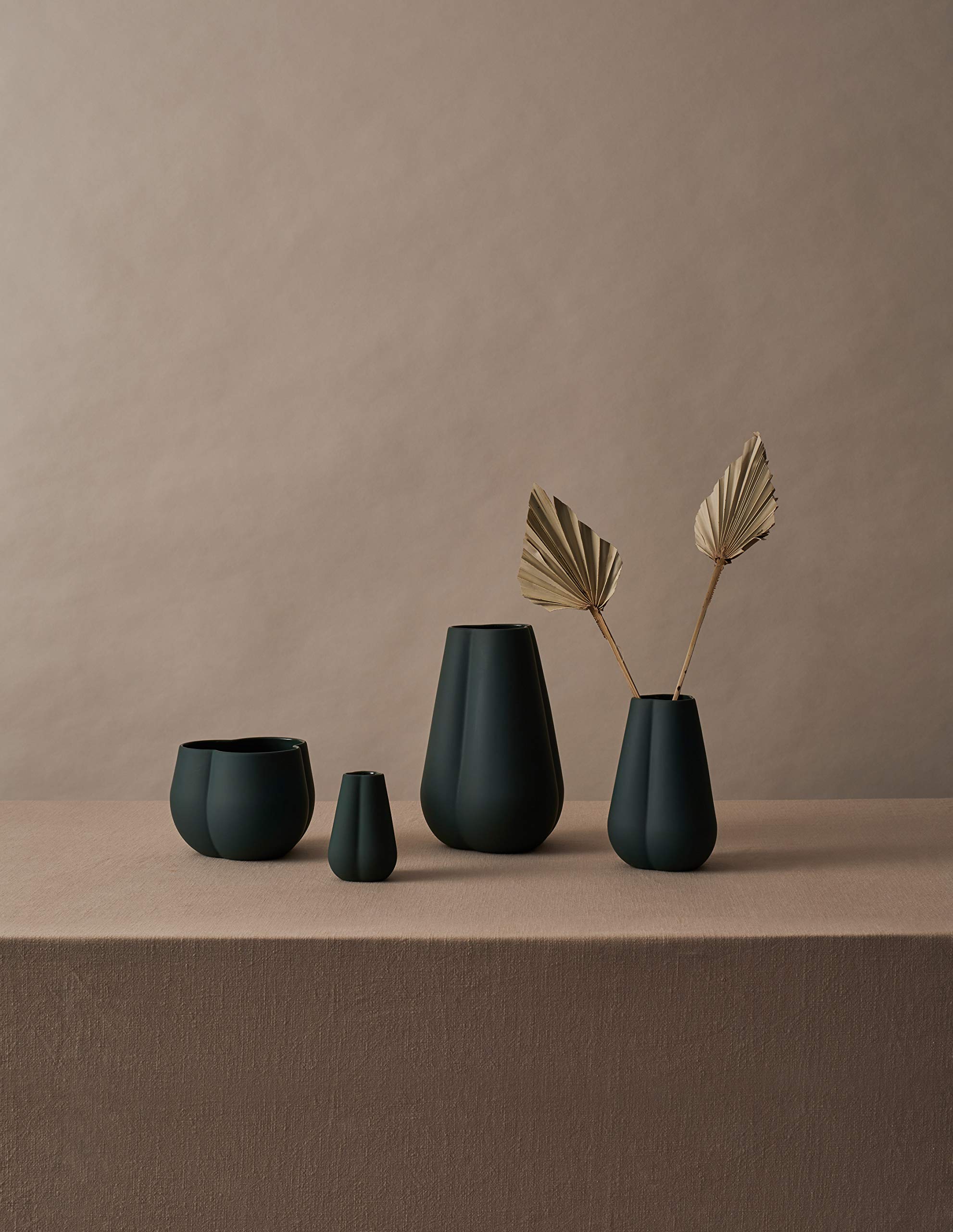 Vaso In Ceramica Cooee Design Clover, 18 Cm, Verde Scuro – Fatto A Mano, Design Scandinavo - 5