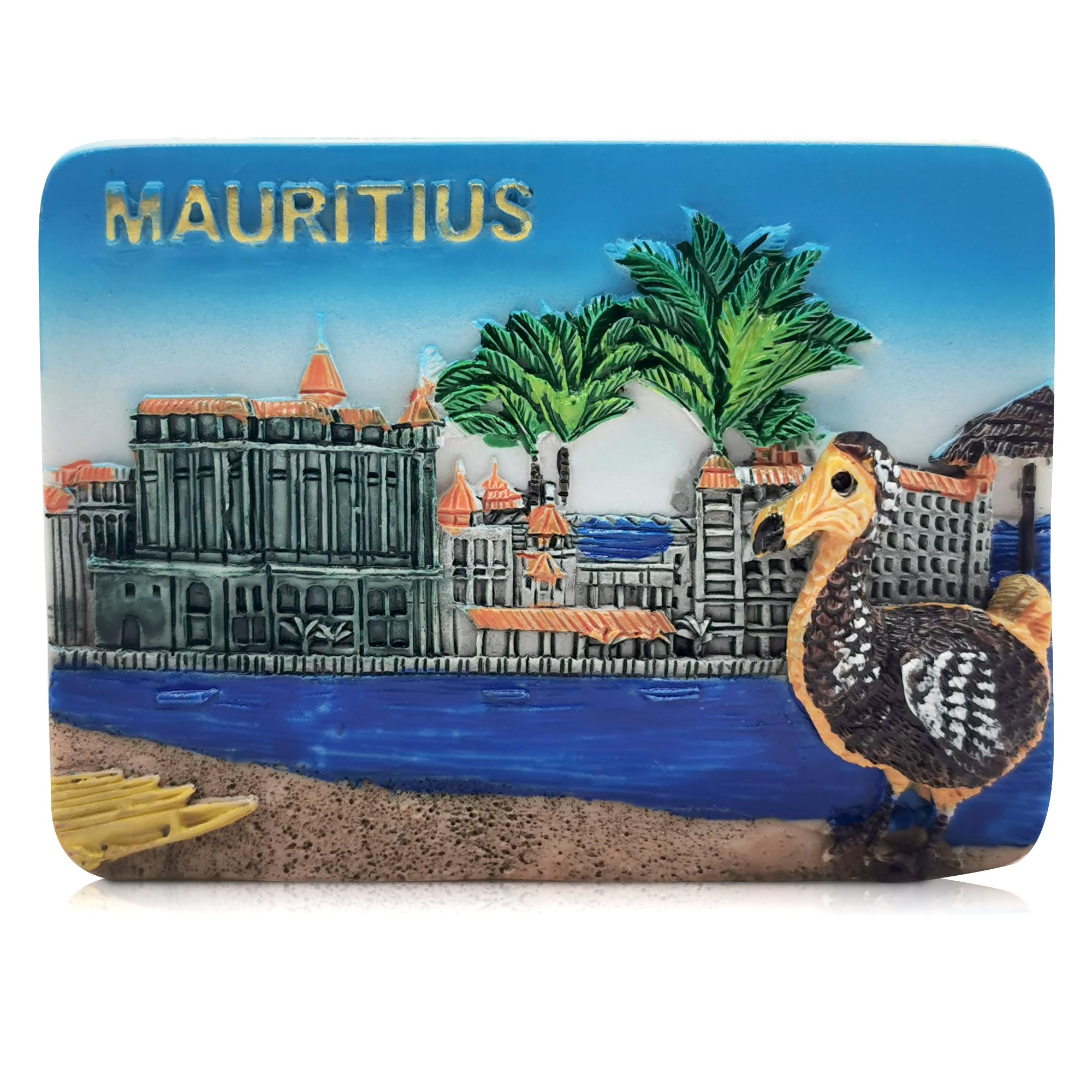 Maxi-Solutions Mauritius 3D Souvenir Fridge Magnet, Dodo Bird And Landmark Design, Decorative Tourist Collectible