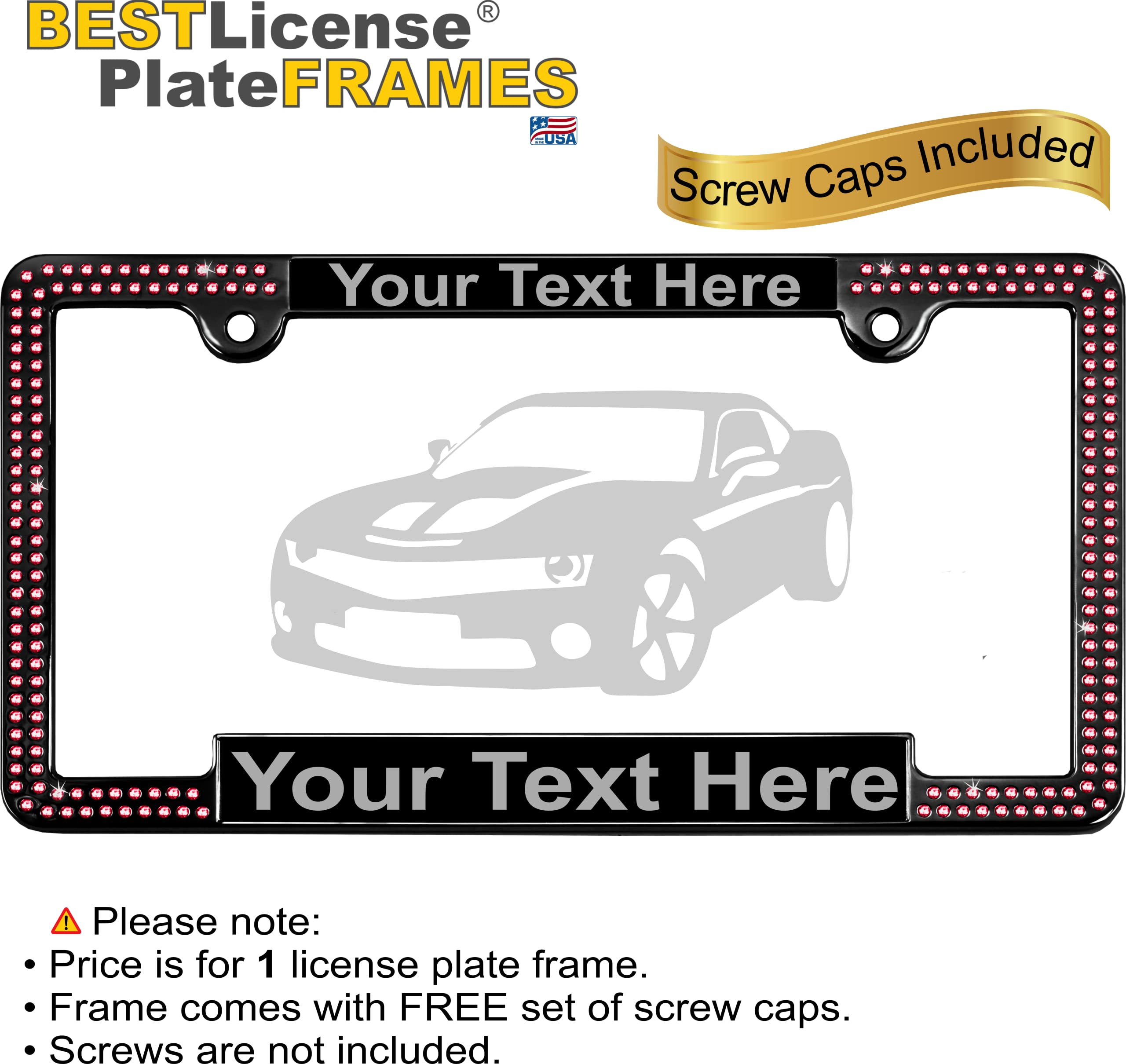 Crystals - Custom Personalized Black Metal Car License Plate Frame with Pink Cr - Picture 110 of 132