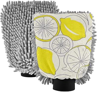 Sketch - Manopla de lavado de coche de verano, color amarillo limón, sin arañazos, esponja de lavado de coche, paquete de 2