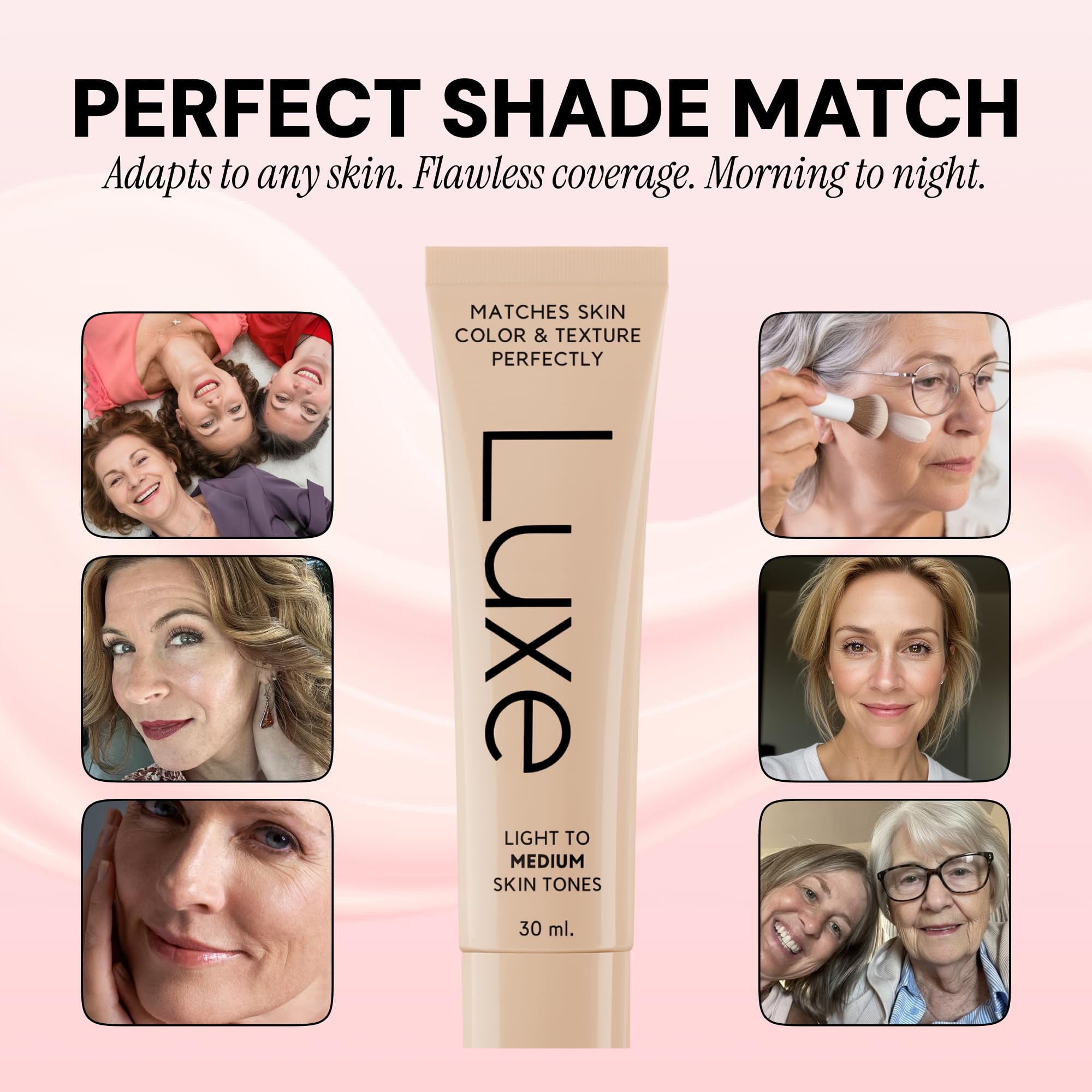 Luxe Color Changing Foundation for Women – Instantly Adapts to Your Skin Tone – Buildable Light-to-Medium Coverage – 12-Hour Wear – Natural Dewy Finish - Light - 4