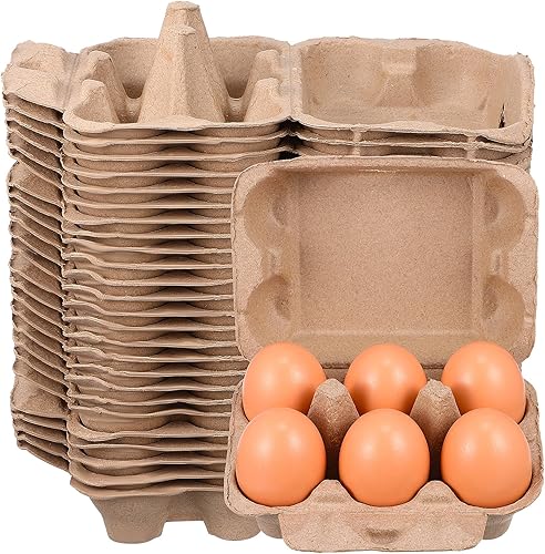 Alipis Cartones de huevos Media docena de contenedores de almacenamiento de huevos, bandeja de almacenamiento de cartones de huevos de papel en