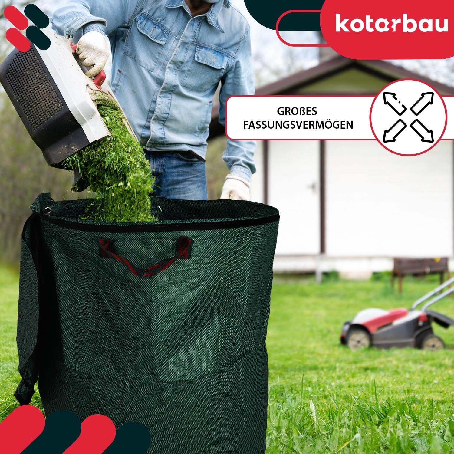 KOTARBAU® 5-częściowy zestaw worków na odpady ogrodowe z zamkiem błyskawicznym, pojemnik na zaprawę 272 l, worek na rośliny, worek na liście, worek na odpady ogrodowe, worek na odpady ogrodowe