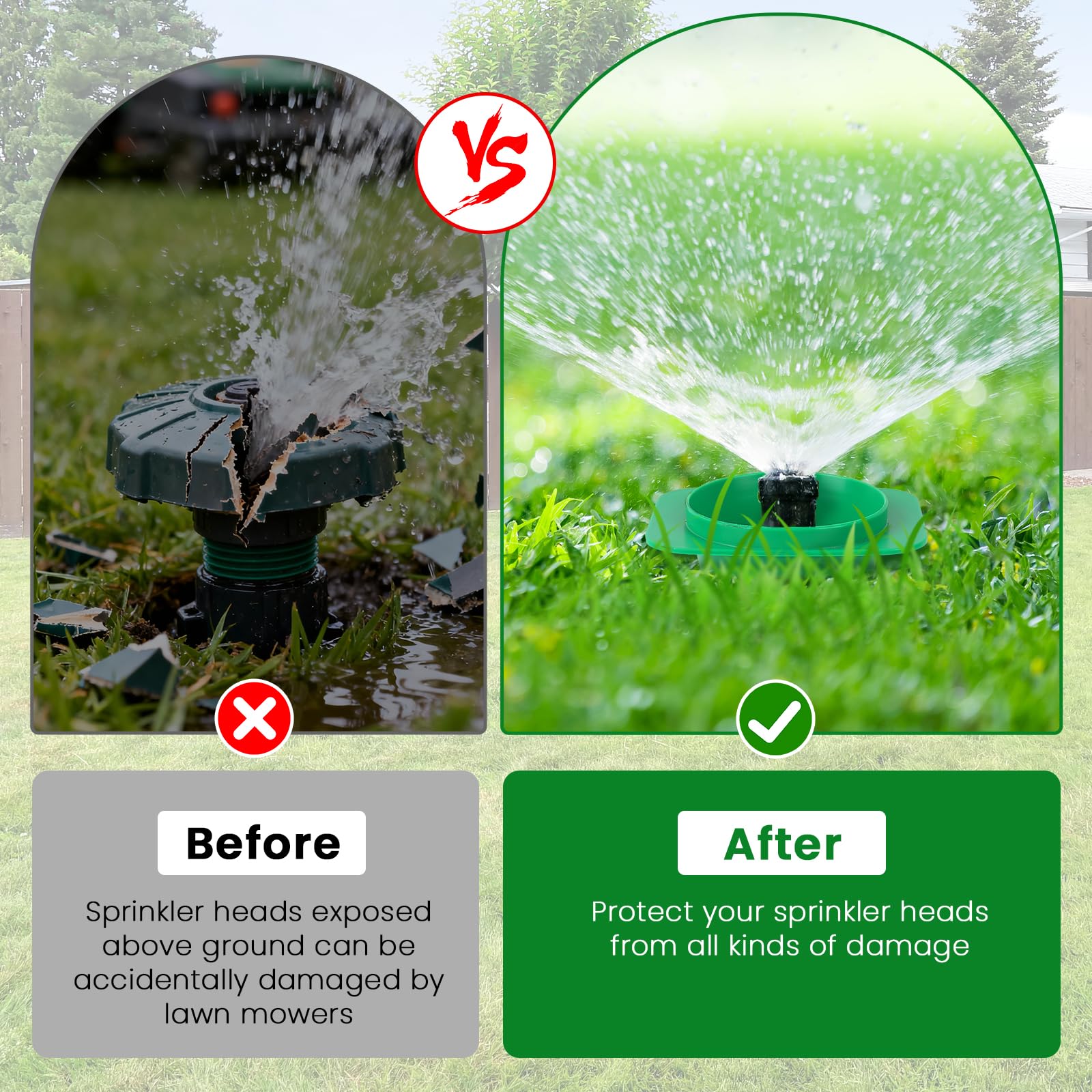 Paquete de 12 protectores de cabezal de aspersores, protectores de cabeza de aspersor para césped, protectores de plástico para proteger los aspersores de daños (12, verde)