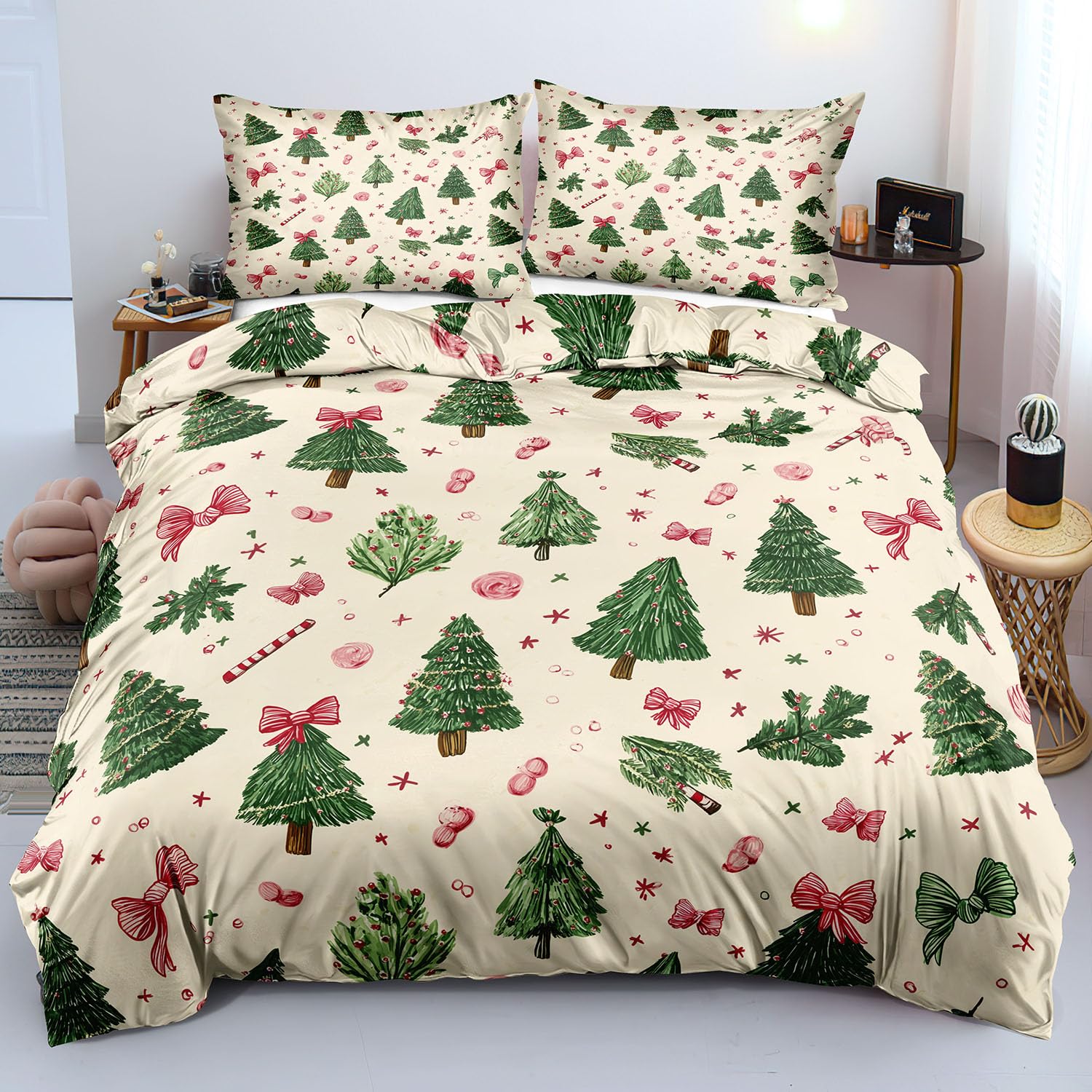 Parure de lit rose à nœud papillon 140x200, le cadeau parfait pour une chambre de fille