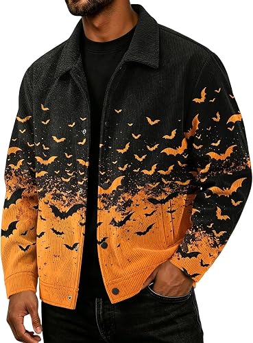 Jackets for Men 2026 Lightweight Jacket for Men Halloween Classic Button-Up Clot