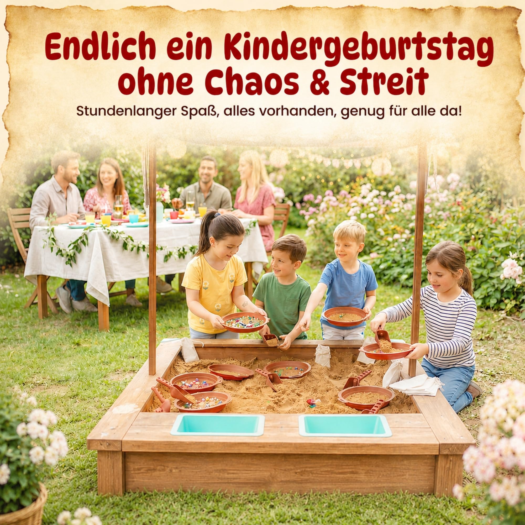 DIAGO Schatzsuche Kindergeburtstag - Outdoor Spiele Set für Kinder mit Edelsteinen, Schatzkarte und Sandkasten Spielzeug - Schnitzeljagd ab 3 Jahren