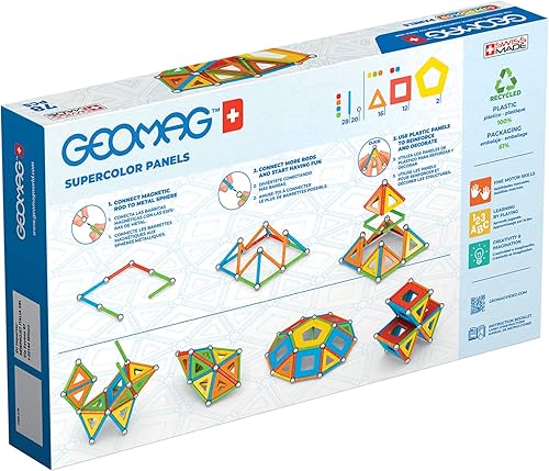 Miniatura 2 de Geomag Supercolor - Juguetes magnéticos para niños a partir de 5 años, 78 imanes educativos STEM para niños, bloques magnéticos, azulejos y juguetes