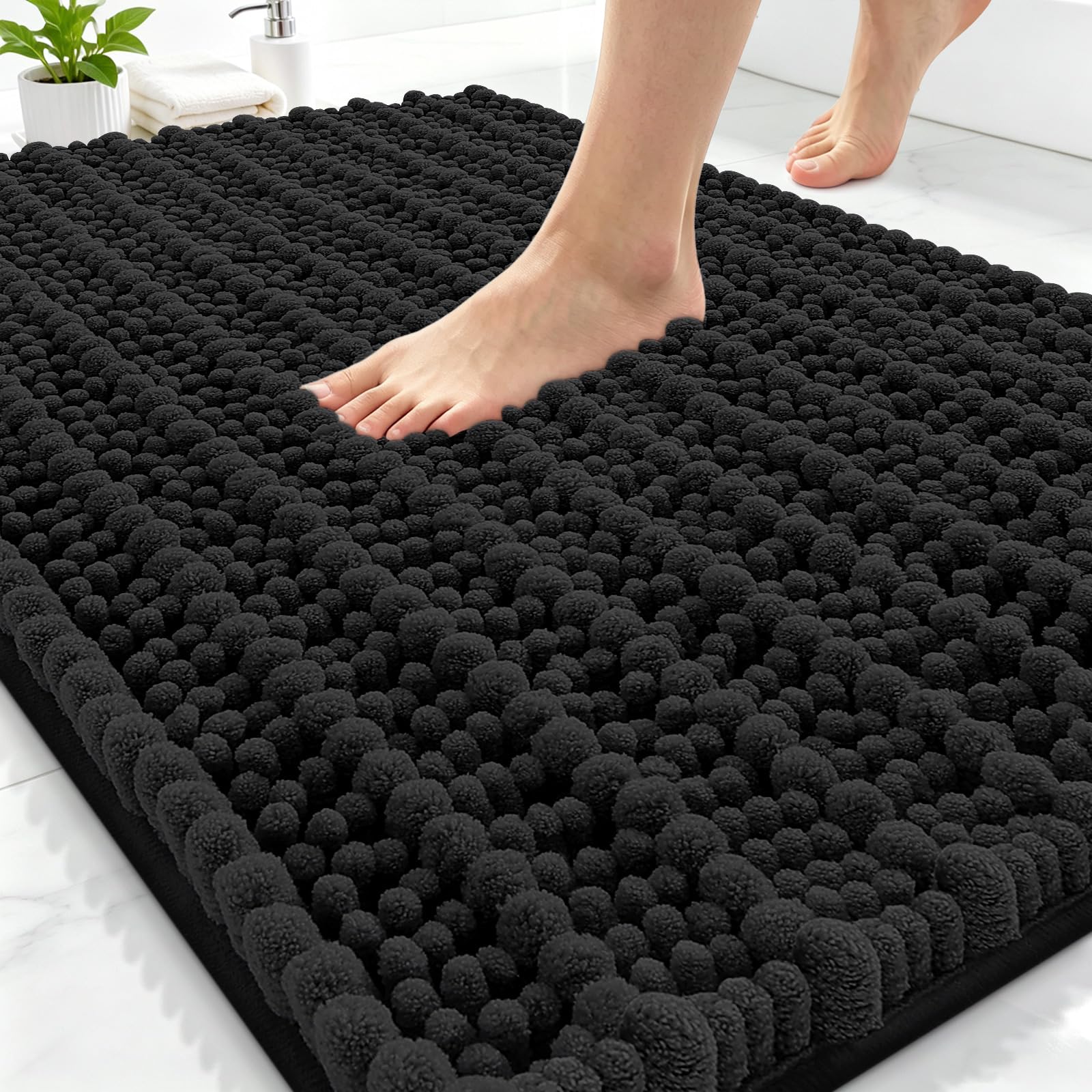 Smiry Bathroom Rugs 30X20, Extra Soft Rubber Backing Chenille Bath Mats