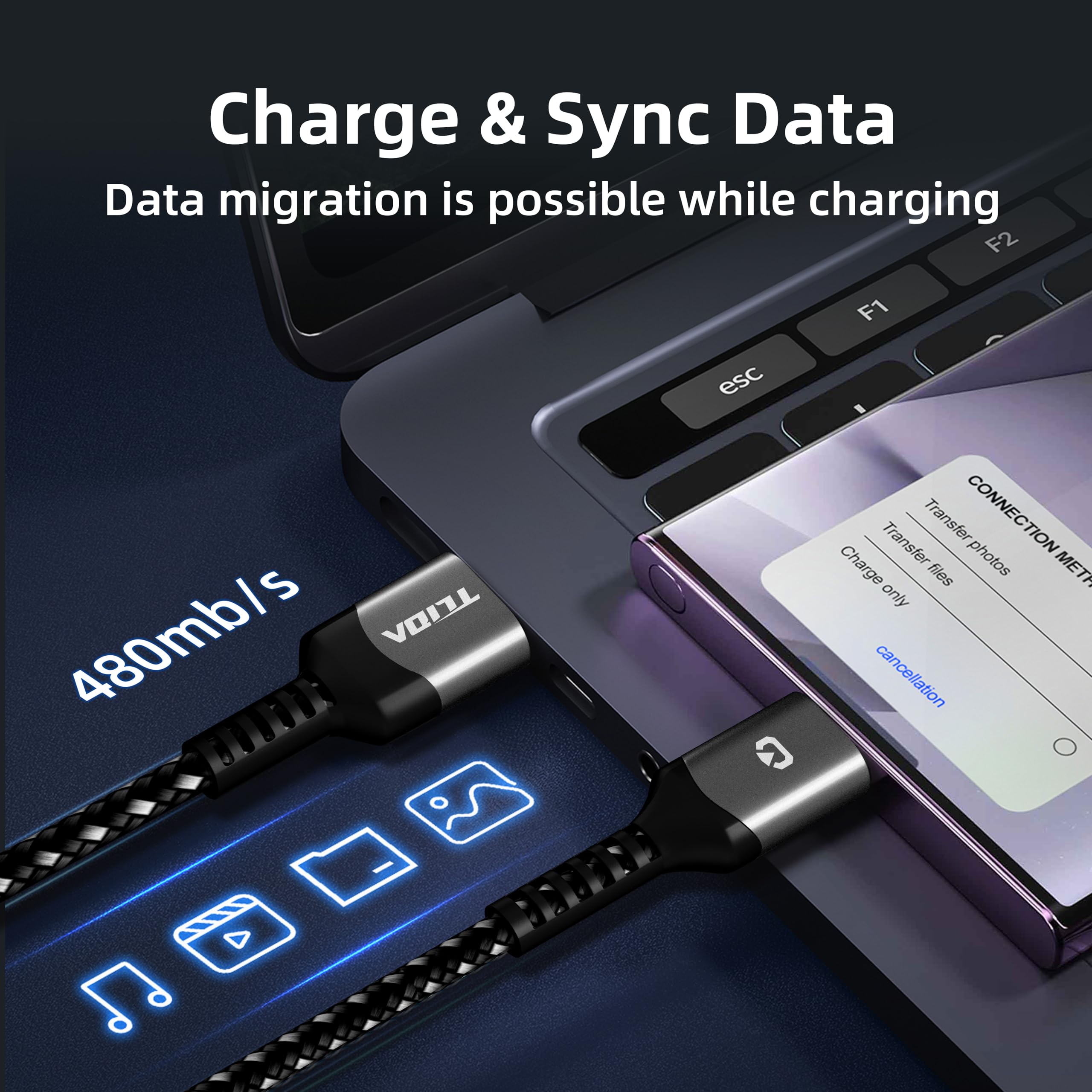 Kabel micro USB, szybkie ładowanie i synchronizacja ładowarka z systemem Android, plecione nylonowe kable micro USB kompatybilne z GalaxyS7S6J7 Edge Note 5, Sony, Kindle, MP3, urządzeniami z