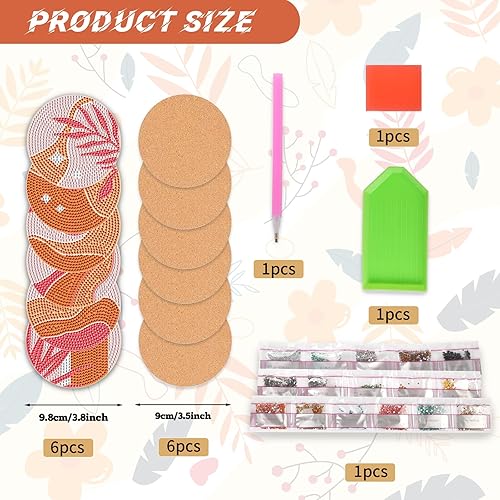 Miniatura 8 de 6 posavasos de diamantes bohemios para pintura, posavasos de arte de diamantes bohemios, posavasos de pintura de arte de diamante para bebidas, mesa