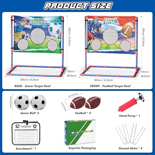 Miniatura 6 de Juego de fútbol 2 en 1, juegos de fútbol para niños, pelota de fútbol interior, juguetes para niños de 8 a 12 años con 2 balones de fútbol y 2