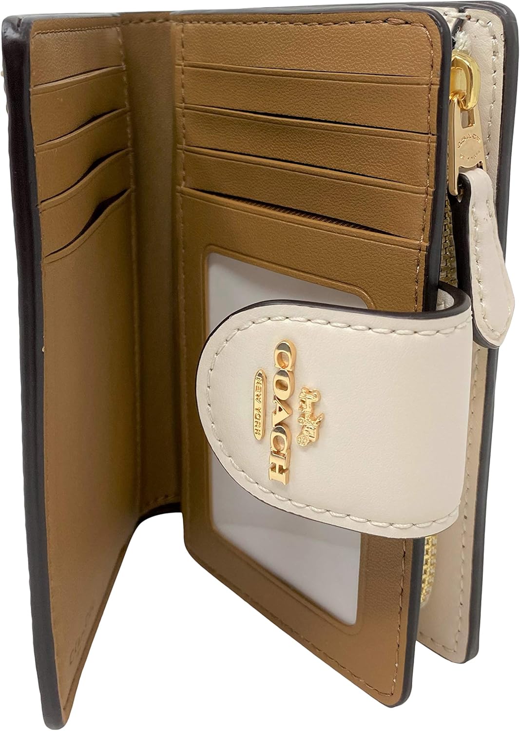 Coach Signature Medium Corner Zip Wallet in Coated Canvas Khaki Chalk : Clothing, Shoes & Jewelry