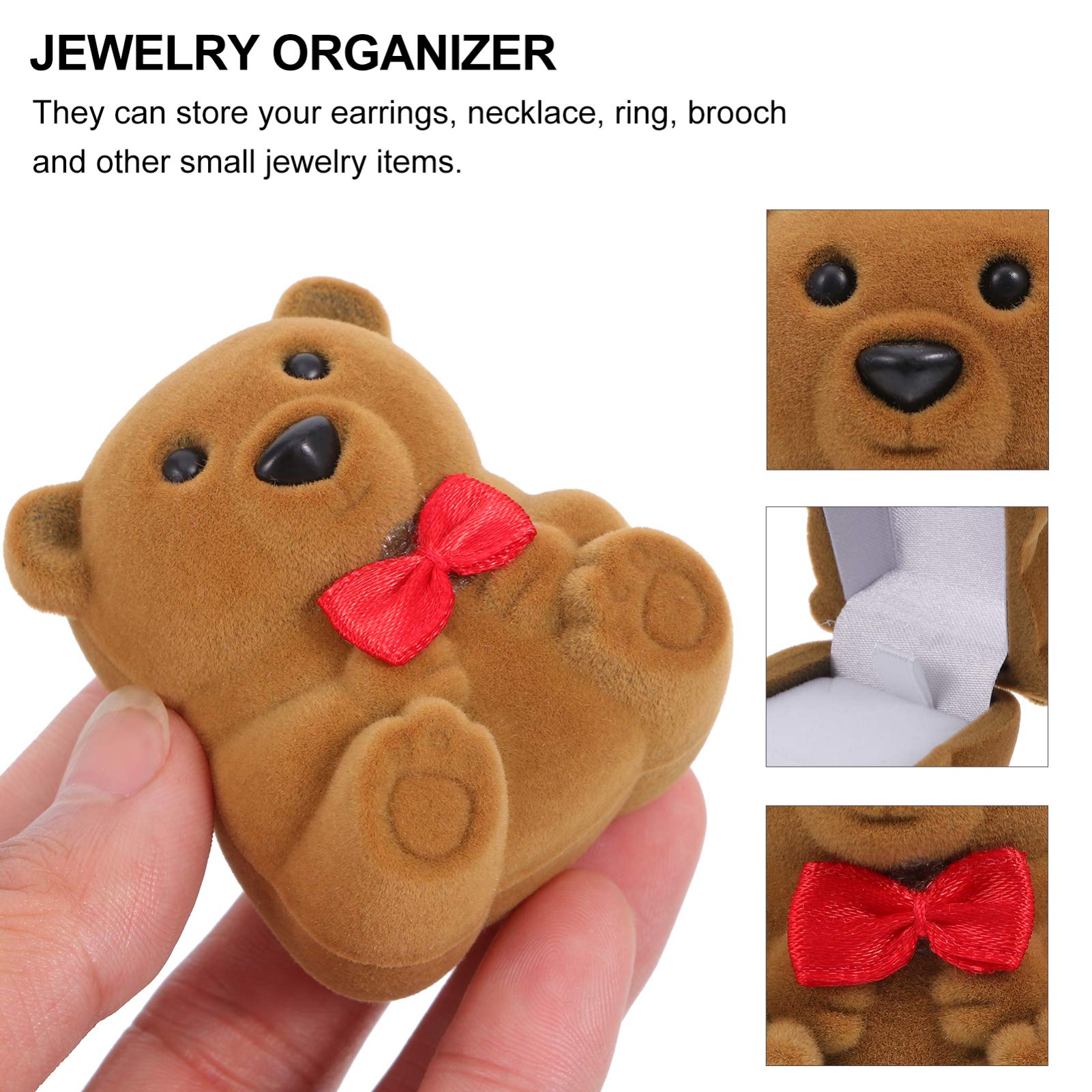 FOMIYES Mini Bear Ring Box Engagement Ring Box Wedding Ring Case Creative Jewelry Display present Box for Proposal Engagement Wedding Valentines Day Coffee