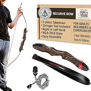 Southwest Archery Tiger Takedown Recurve Bow – Compact Fast Accurate 48”- 62" Target & Frist Bow – Right & Left Hand – Draw Weights in 14-29 lbs – Beginner to Intermediate - USA Company