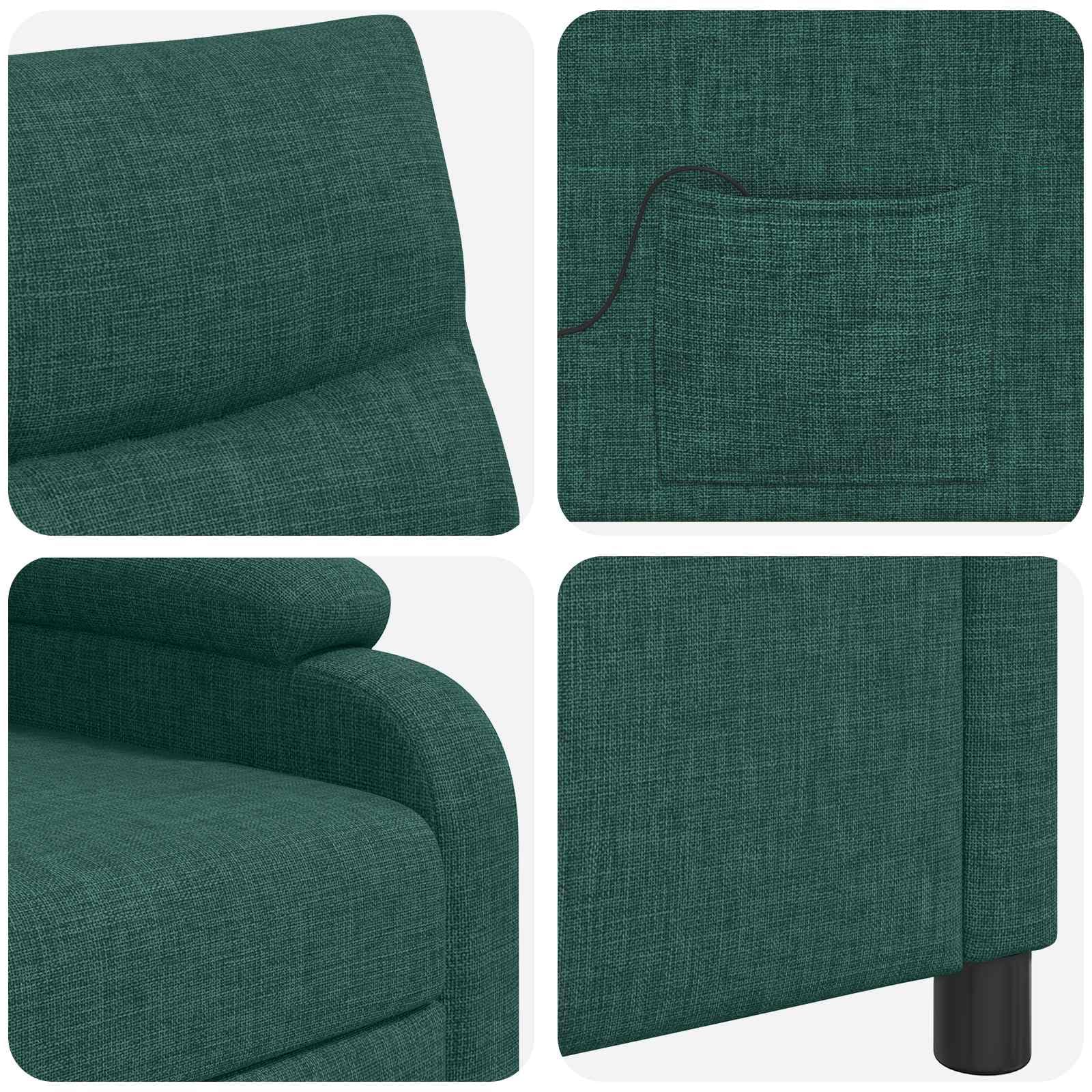 Poltrona relax verde scuro, tessuto 100% poliestere, regolabile 115-160