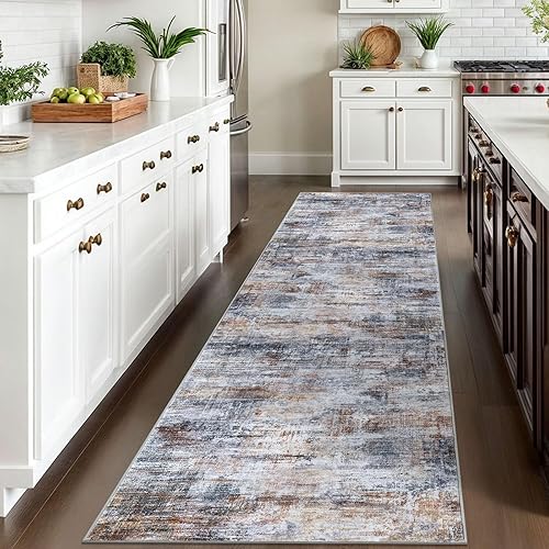 Miniatura 268 de IOHOUZE Alfombra pequeña abstracta de 2 x 3 pies, alfombra de entrada lavable para entrada interior, alfombras con respaldo de goma, alfombra gris