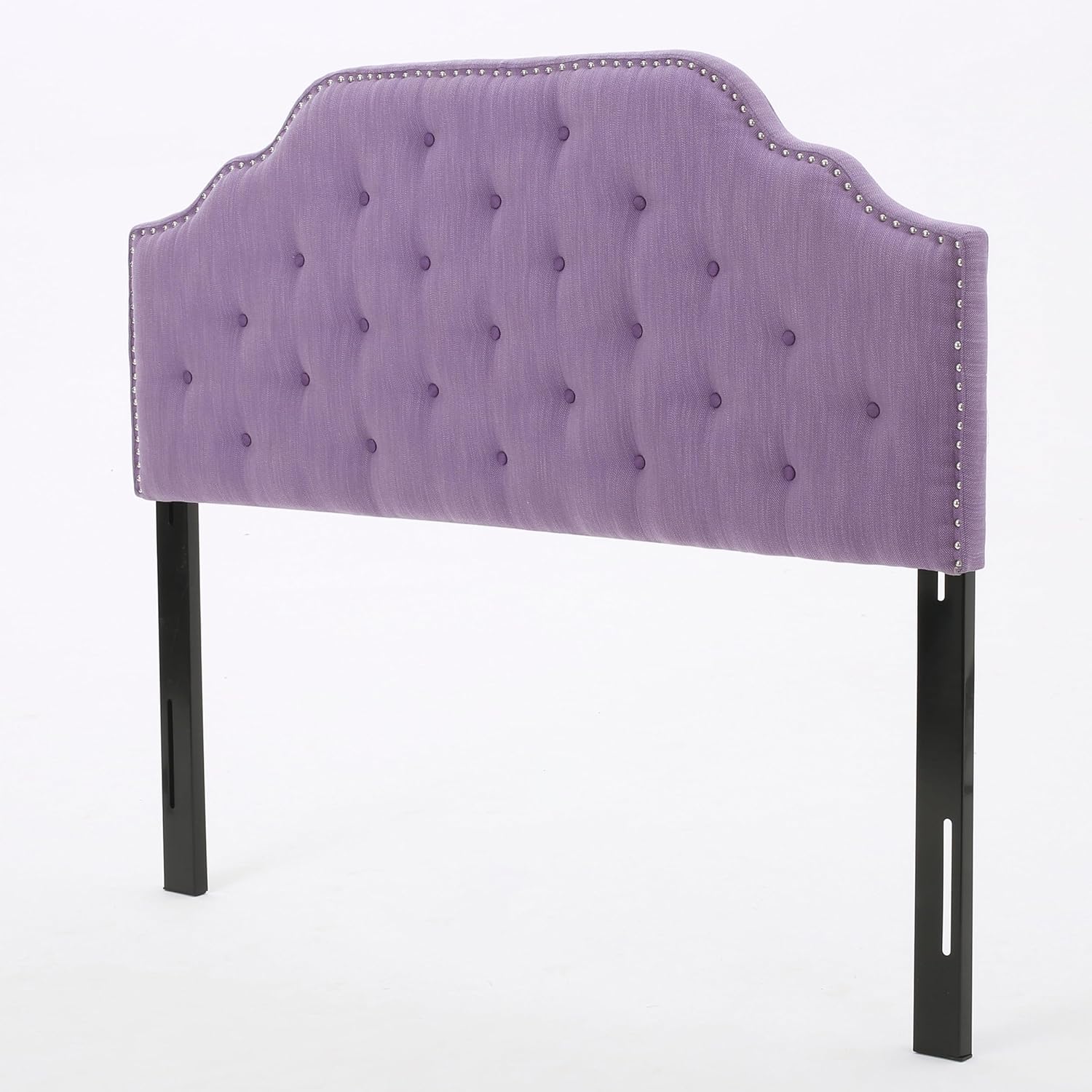 Light Purple Fabric Tufted Upholstered Headboard Queen Size, Solid Wood Head Board with Durable Metal Legs, Adjustable Height, Head Board, Bed Frame Headboards with Nailhead Trim Easy Install