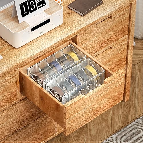 Miniatura 5 de YEMMEN Organizador de cinturón para armario, paquete de 2 soportes de almacenamiento de cinturón acrílico para el hogar, viene con cubierta