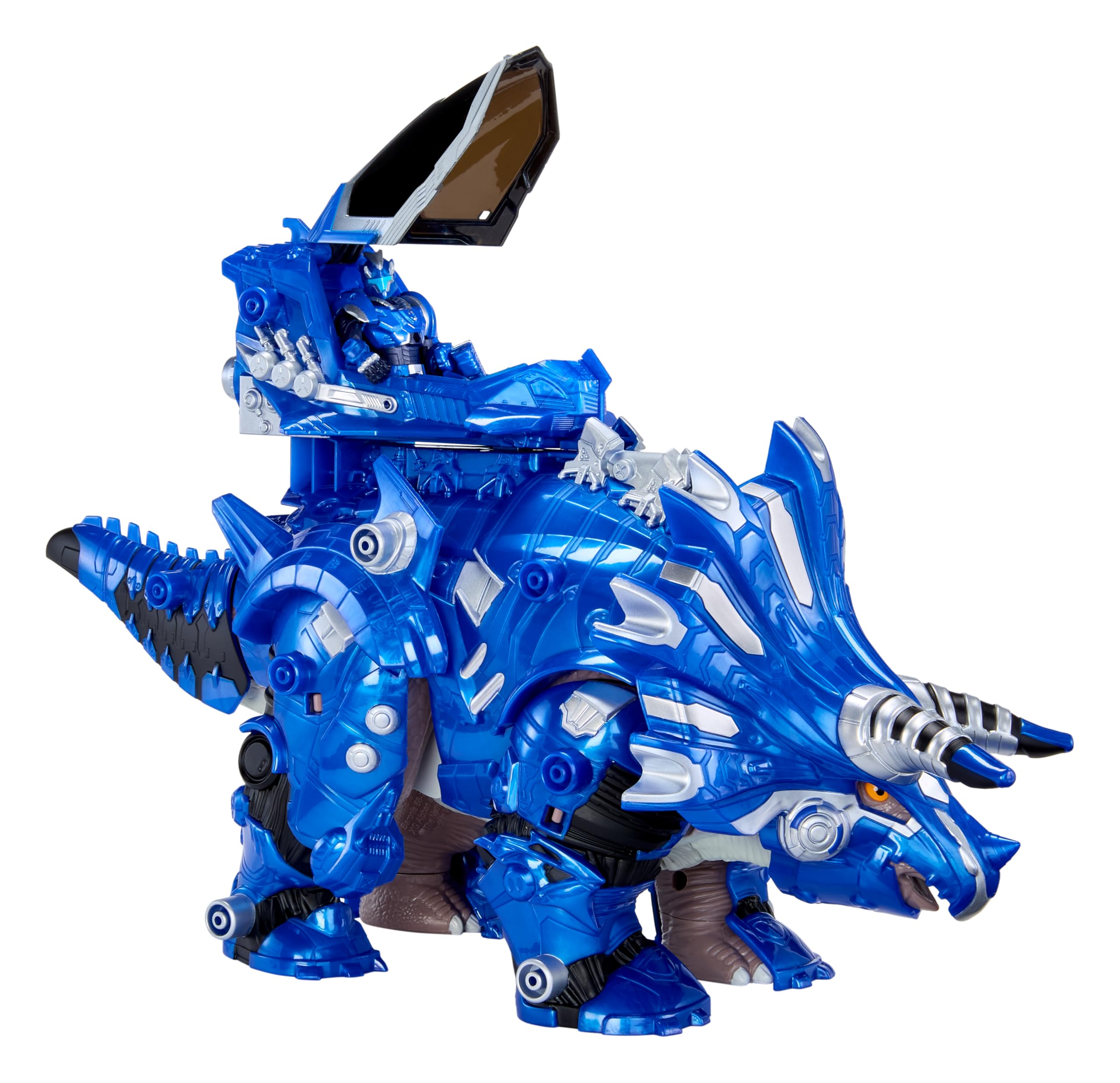 Armor-Up Triceratops dinosauro Cobalt - Action figure, 7 pezzi di armatura rimovibili con azione “morso” attivata dalla coda, adatto a bambini dai 6 anni in su