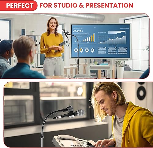 Miniatura 7 de Pyle Soporte de micrófono trípode, soporte de micrófono de cuello de cisne ajustable, construcción resistente, patas de goma antideslizantes, se