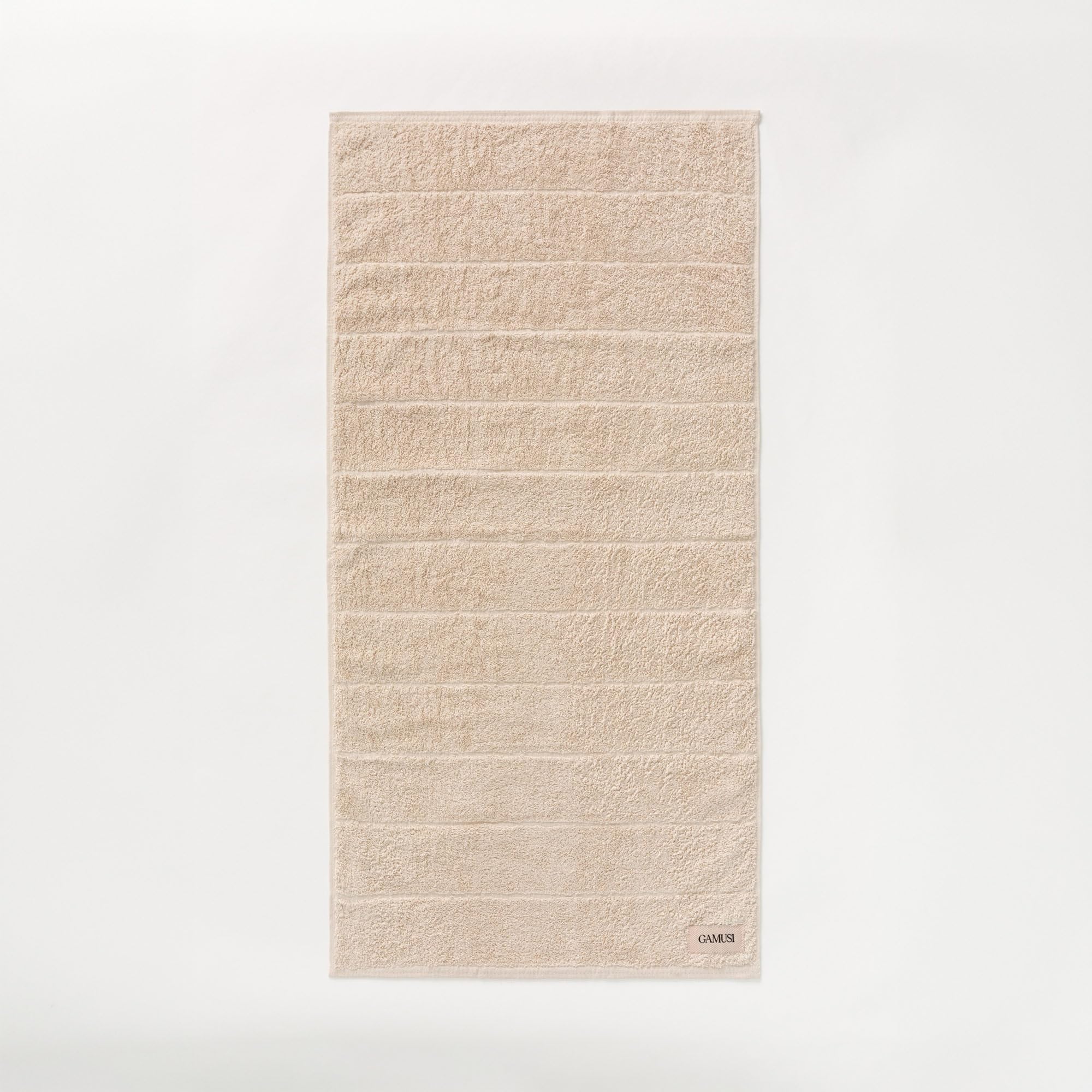 GAMUSI Set Asciugamani da Bagno 4 Pezzi 100% Cotone - 2 x 50x100 cm, 2 x 100x150 cm, 600g/m², Bianco/Pietra.