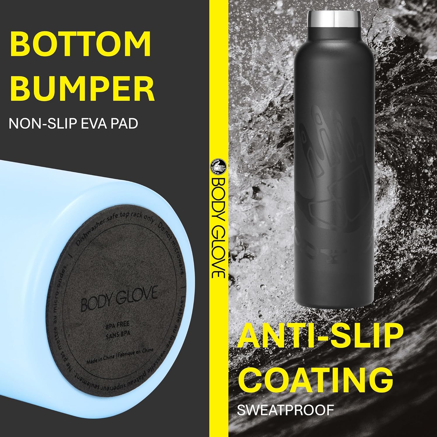 Body Glove 25oz Insulated Stainless Steel Water Bottle, Double Walled Vacuum Insulated Thermal Flask for Sports, Work, School, Baby Blue - Image 5