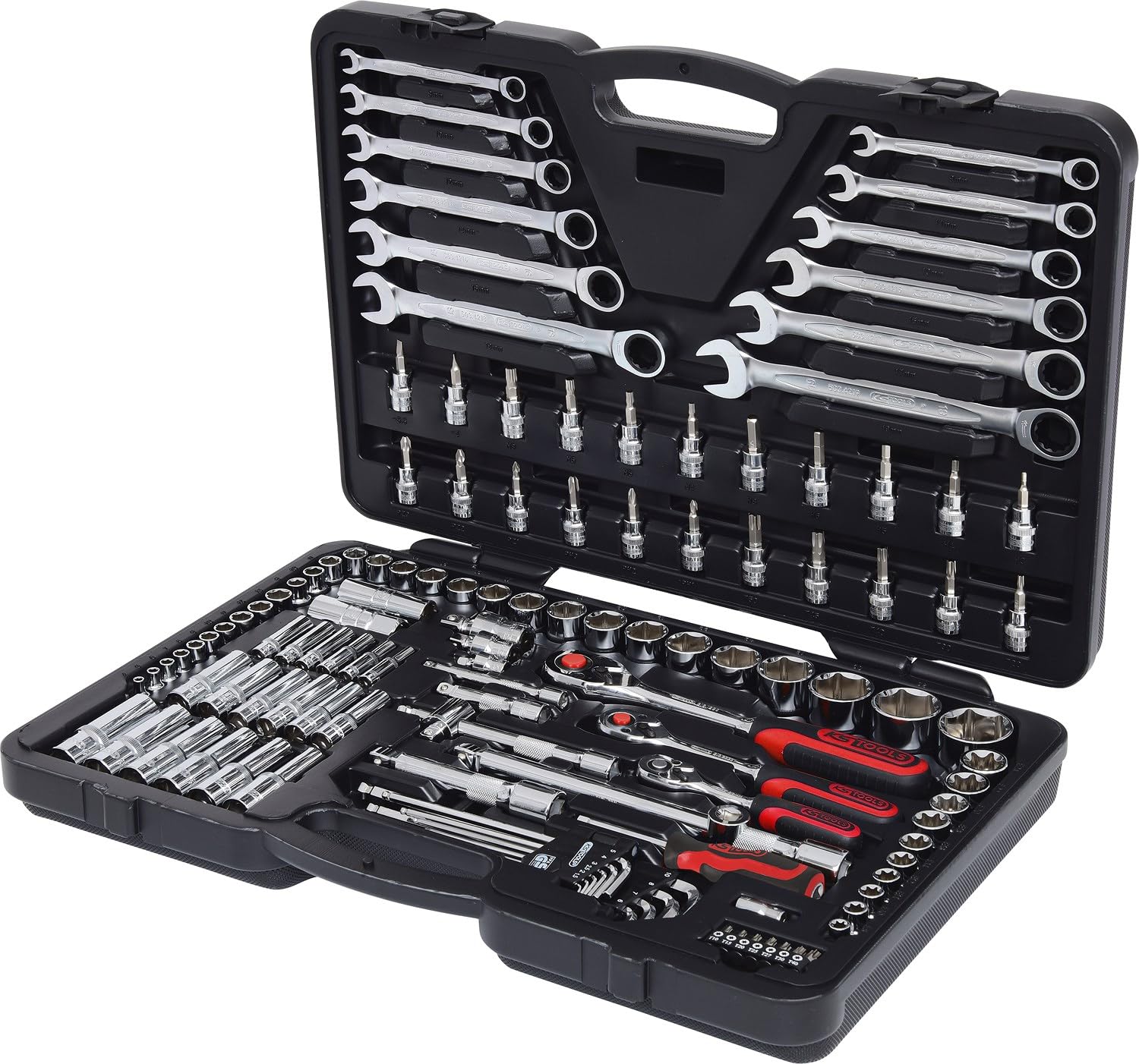 KS Tools 918.0724 CHROMEplus Zestaw podw. kluczy nasadowych,124-szt, 1/4"+3/8"+1/2"