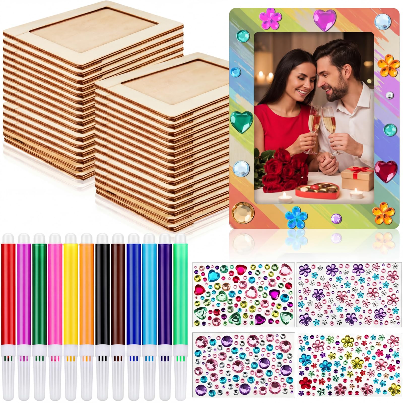 Amazon.com: Zonon 4 Pieces Picture Frame Painting Craft Kit Wooden