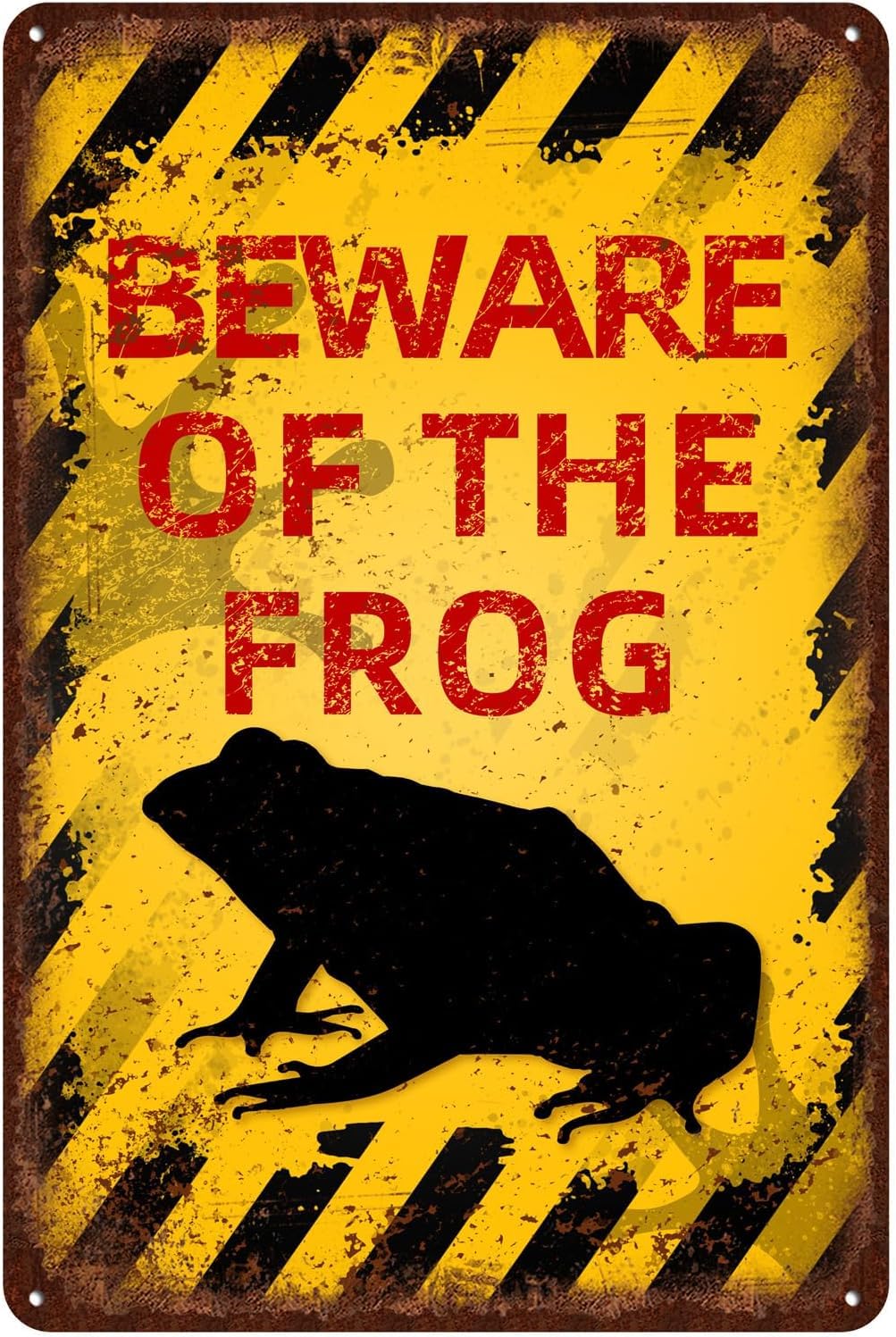 Vintage Frog Metal Sign Beware of Frog Aluminum Sign Funny Beware Animal Decor 12x8 Inch