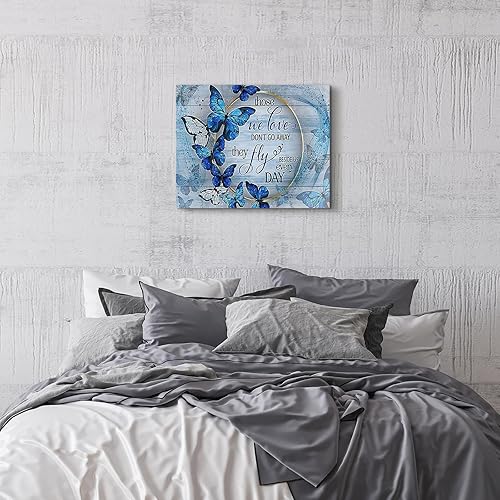 Miniatura 7 de Arte de pared inspirador de mariposa azul para baño, arte de pared azul para oficina, decoración de habitación, pinturas artísticas de mariposa