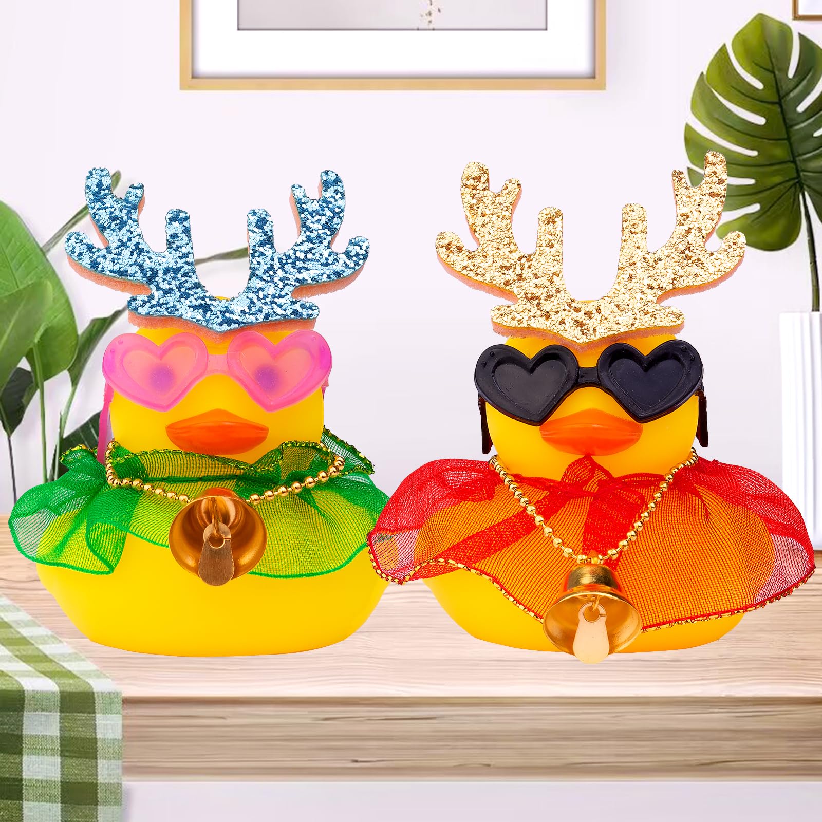 Wonuu Rubber Duck Toy Car Ornaments Yellow Duck Car Dashboard Decorations With Propeller Helmet 2pack Beatle8