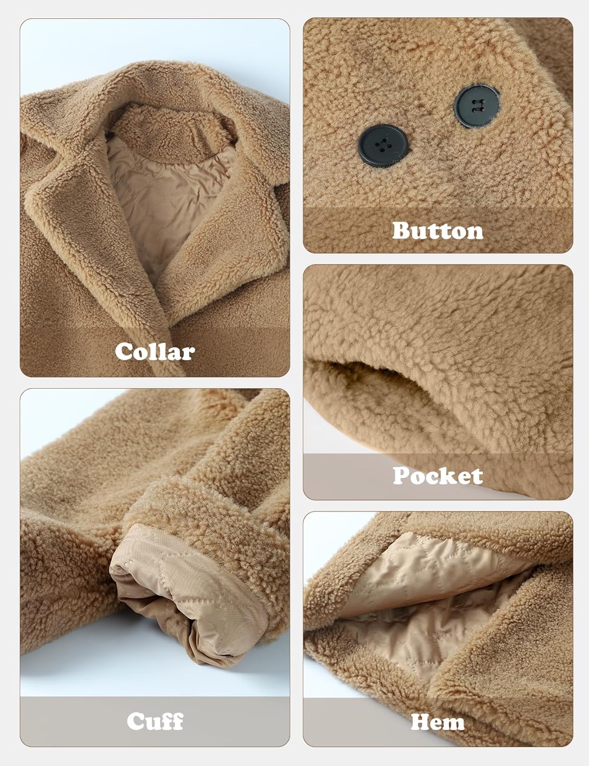 Wyeysyt Girls Faux Fur Fleece Jacket Toddler Kids Long Winter Warm Coat Fuzzy Button Down Coat with Pockets - Image 6