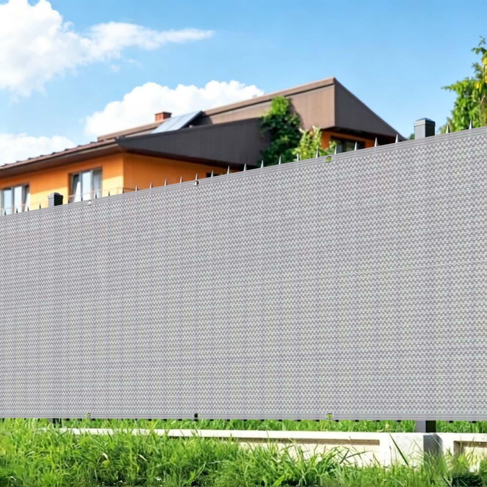 Brise vue balcon 95% anti-UV et respirant, toile grise avec oeillets