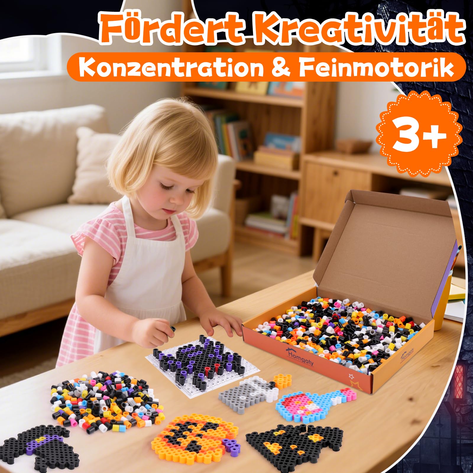 Homgaty Fuse Beads Kit - Halloween Fuse Beads Boards Set including 10 Templates (Pumpkin, Witch Hat, Ghost) - Image 3