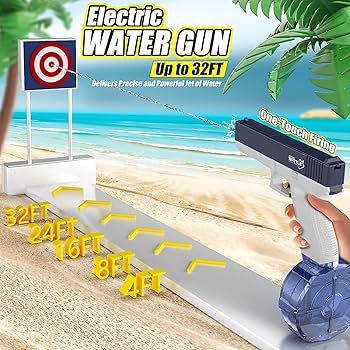 Electric Water Gun With LED Lights - 32 FT Range Automatic Squirt Gun With 434CC+58CC Capacity