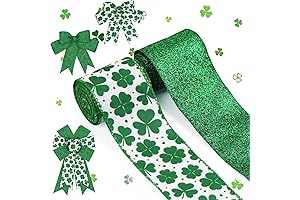 2 Rolls 2.5'' x 5 Yd St. Patrick's Day Ribbon Irish Shamrock Wired Ribbon