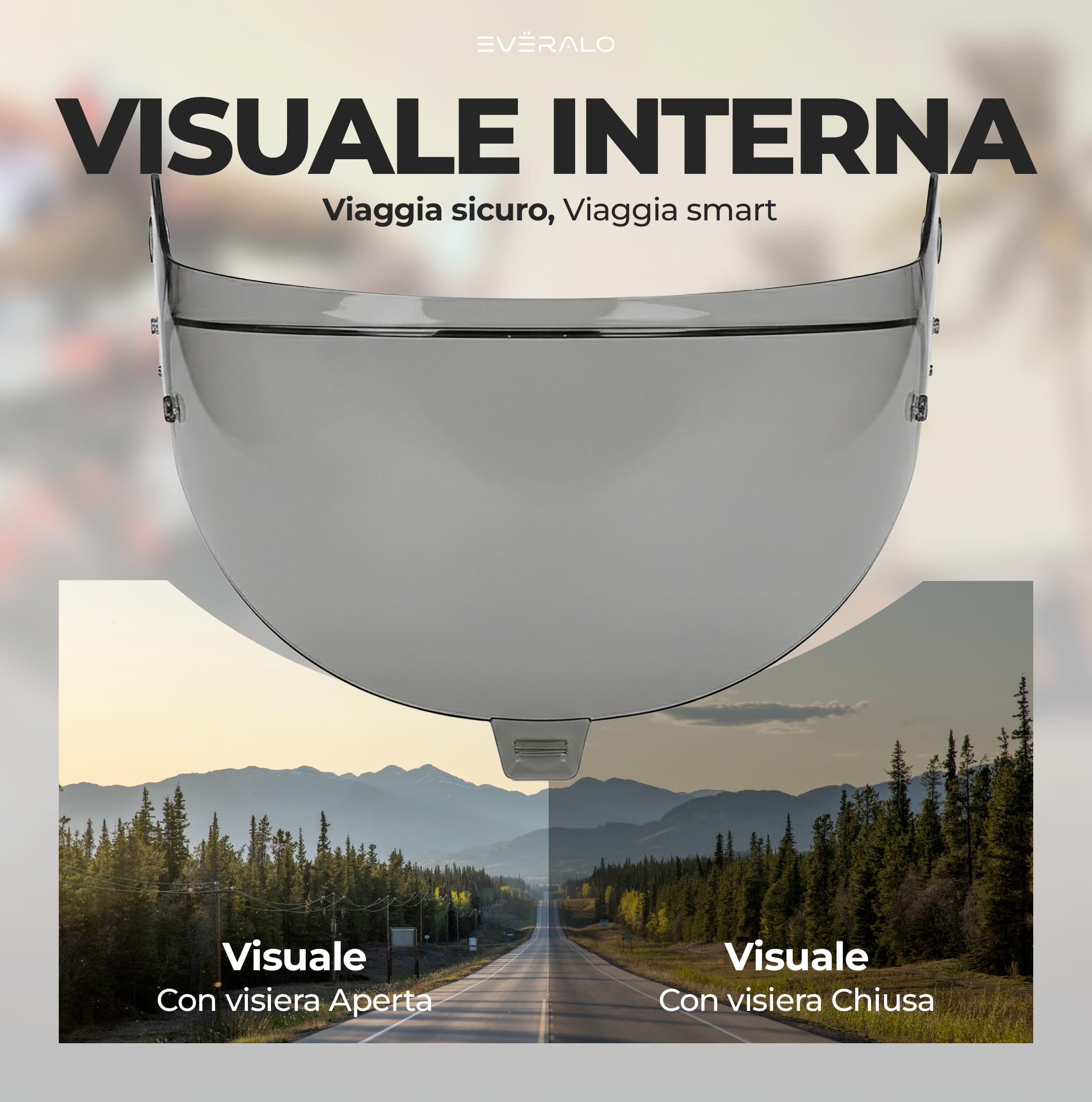 Visiera Compatibile con Shark Skwall i3 - DSkwall 3 - Ridill 2 - Skwal Cup - VZ400 (Light Fume')
