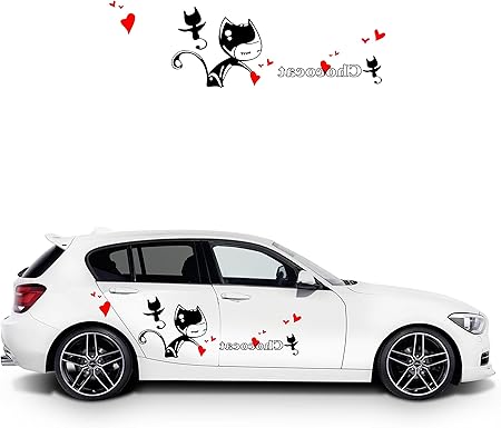 Amazon カッティングステッカー 可愛い猫ちゃん ハートセット かっこいい車ドアステッカー 右 車 バイク 車 バイク